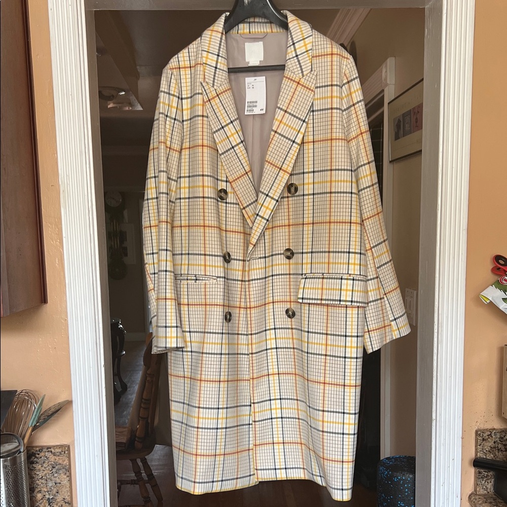 Brand New with Tag H&M Yellow and Cream Checkered Coat